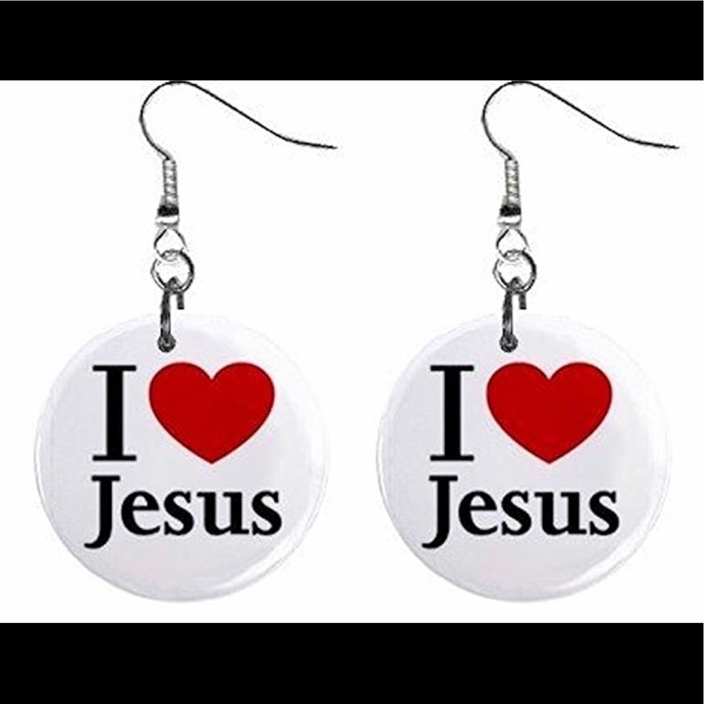 I love Jesus dangling earrings